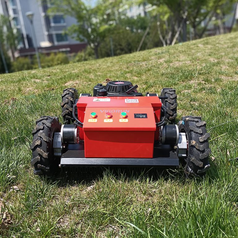 China made remote control lawn mower with tracks low price, chinese remote controlled grass cutter