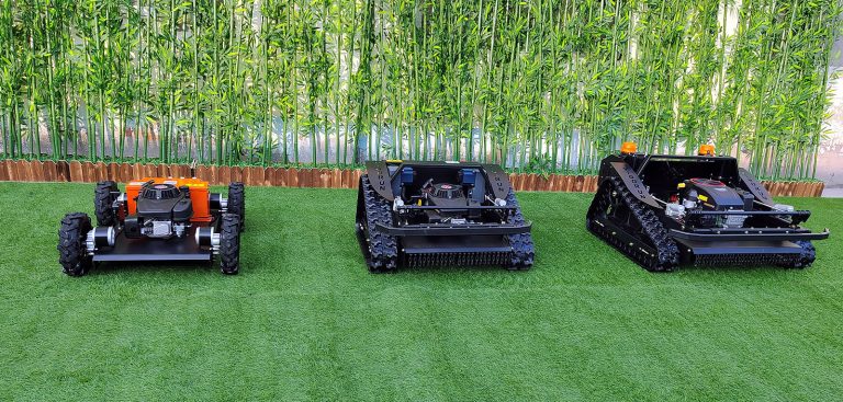 China made bush remote control low price for sale, chinese best wireless robot mower