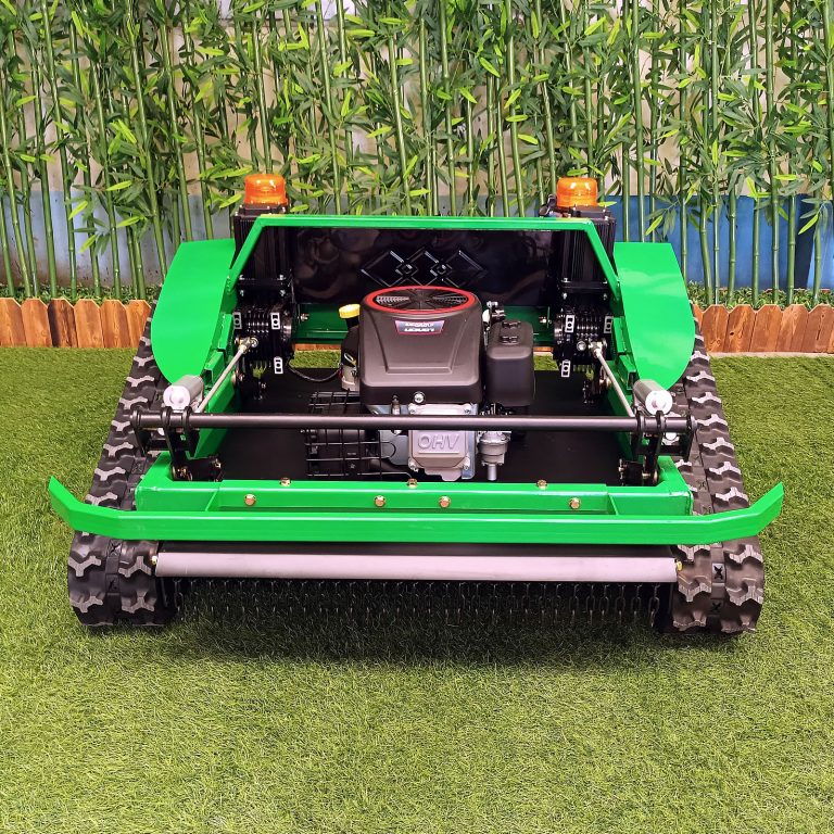 remote control caterpillar slasher mower made by Vigorun Tech, Vigorun radio controlled track-mounted grass cutting machine for sale