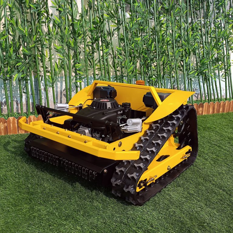 wireless track-mounted cutting grass machine made by Vigorun Tech, Vigorun RC tracked lawn cutter for sale