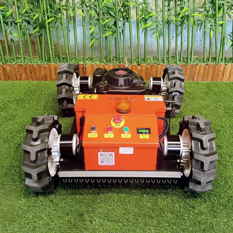 radio controlled track-mounted weeder made by Vigorun Tech, Vigorun remote control wheeled slasher mower for sale