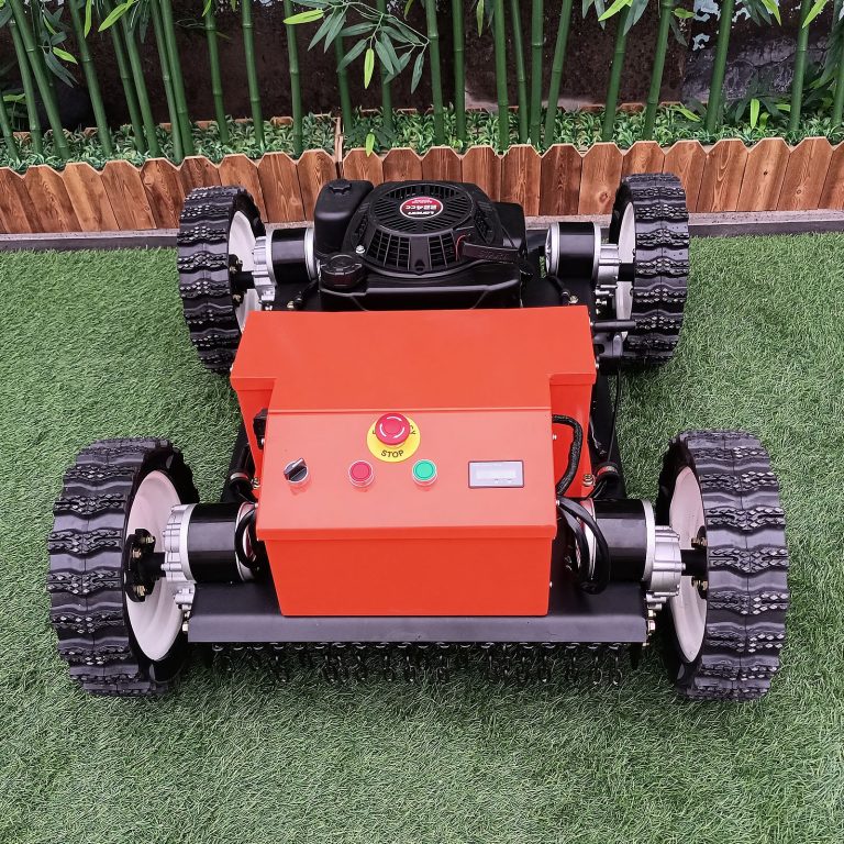 RC wheeled tank lawn mower made by Vigorun Tech, Vigorun wireless radio control track lawn mower for sale